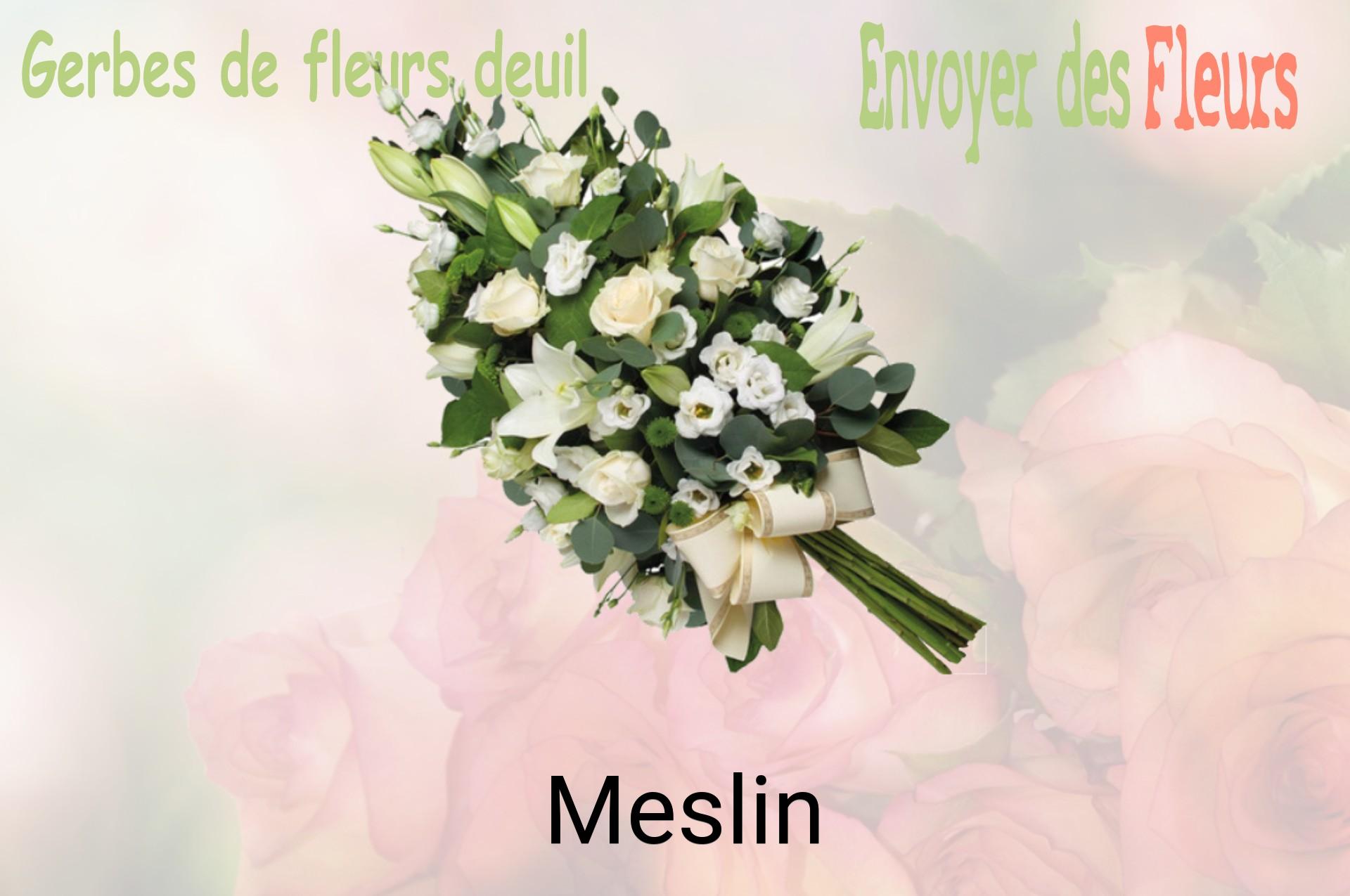 Gerbe de fleurs de deuil livrée à Meslin